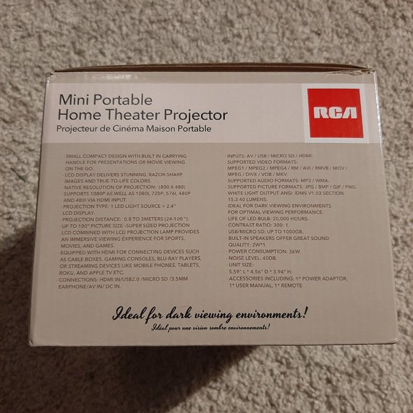 RCA Mini Portable Home Theatre Projector - Picture 2 of 5